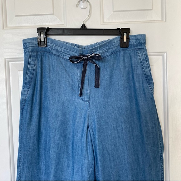 Talbots Women 12P Chambray Pants Summer Twill Slim Leg Rolled Hem - Picture 4 of 16